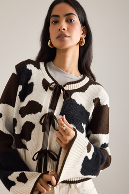 Cardigan Noué Imprimé Vache taille: XS - By Anthropologie - Modalova