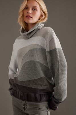 House Of Sunny Greyscale Landscape Roll-neck Jumper In Multicolor