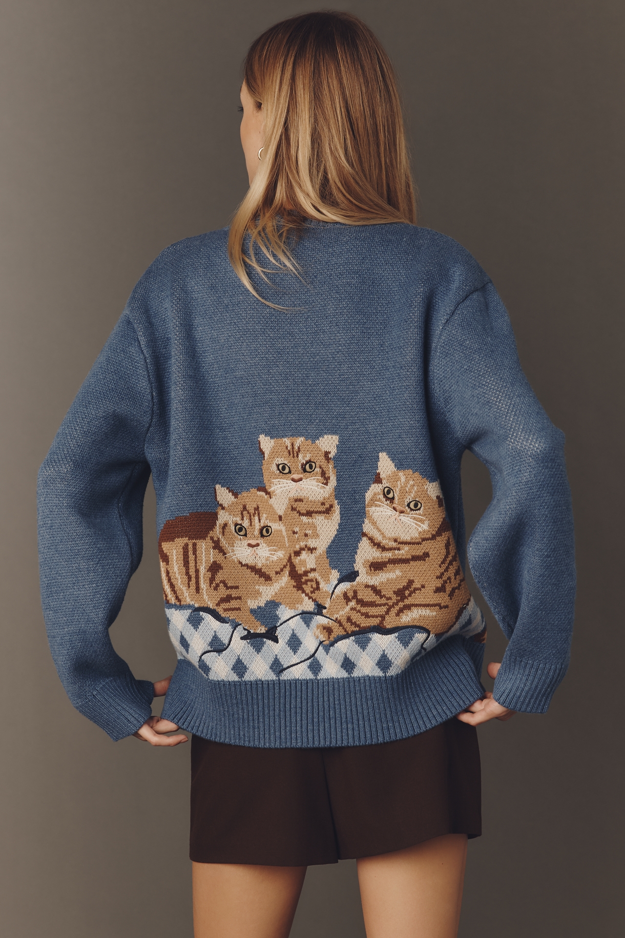 House Of Sunny The Ginger Cat Crew-Neck Crop Sweatshirt