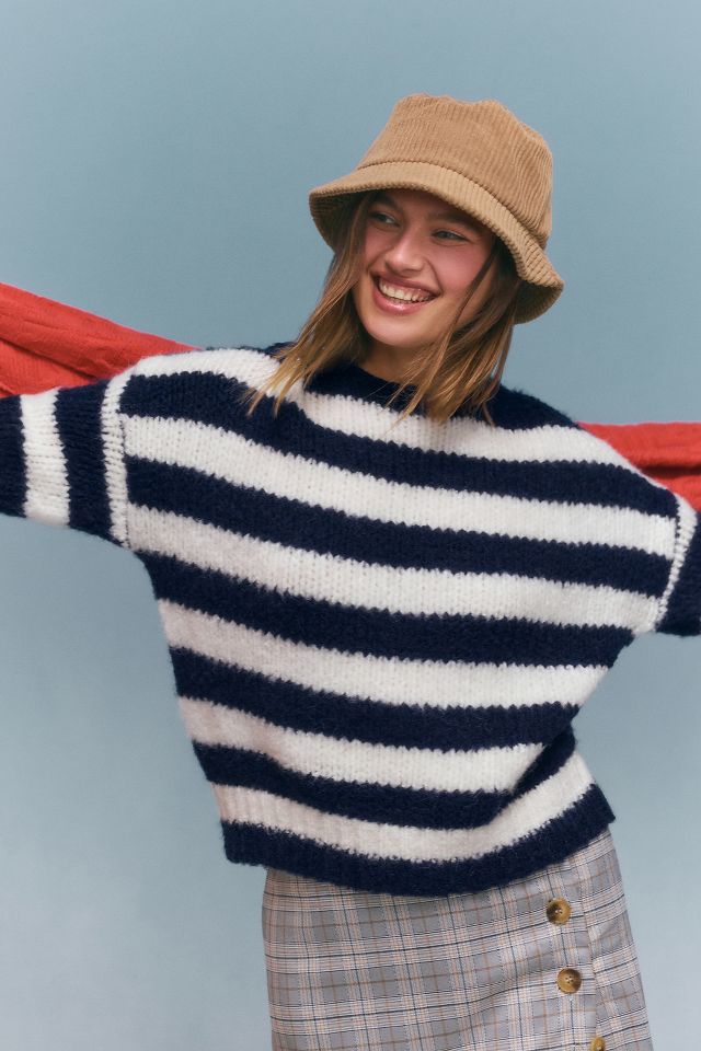 Striped pullover clearance sweater