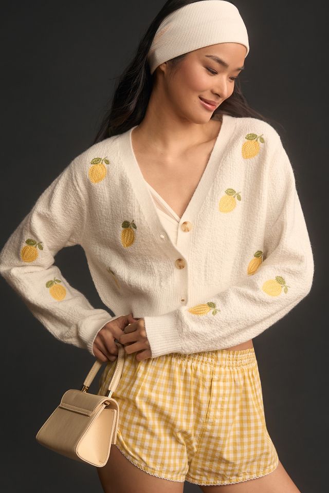 Sadie & Sage Lemon Cropped Cardigan Sweater