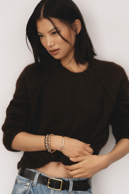 By Anthropologie Chunky Crew-neck Sweater In Brown