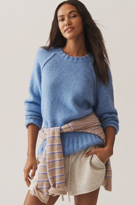 By Anthropologie The Cline Chunky Crew-neck Sweater In Blue