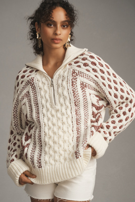 Pull Câble Demi-Zip taille: S chez Anthropologie - Pilcro - Modalova