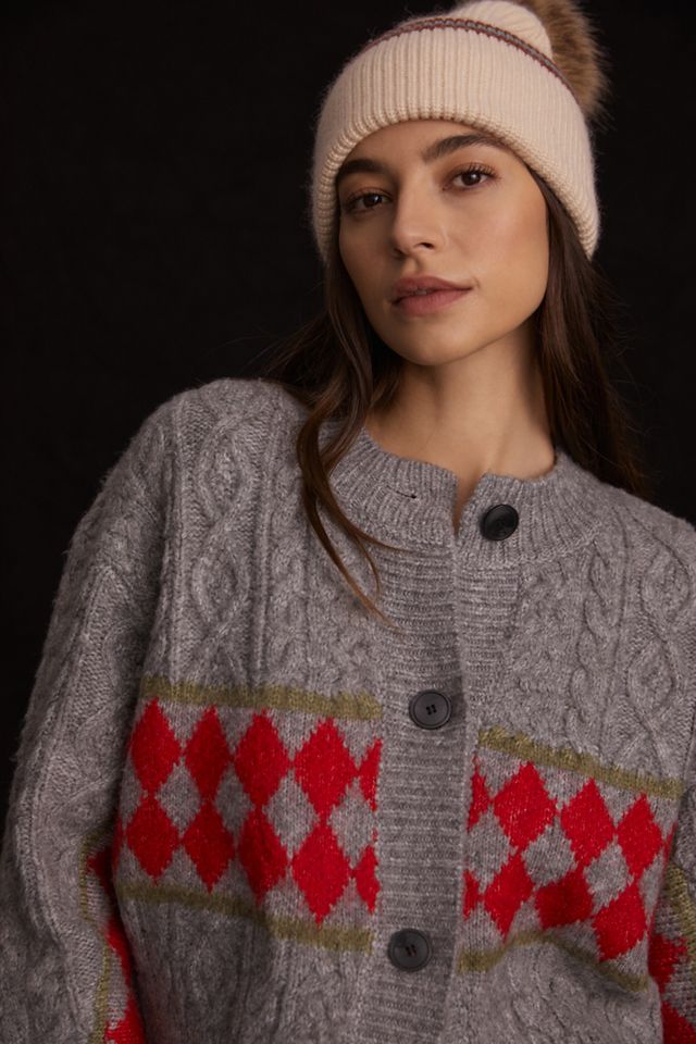 Maeve Geo Cable-Knit Cardigan | Anthropologie