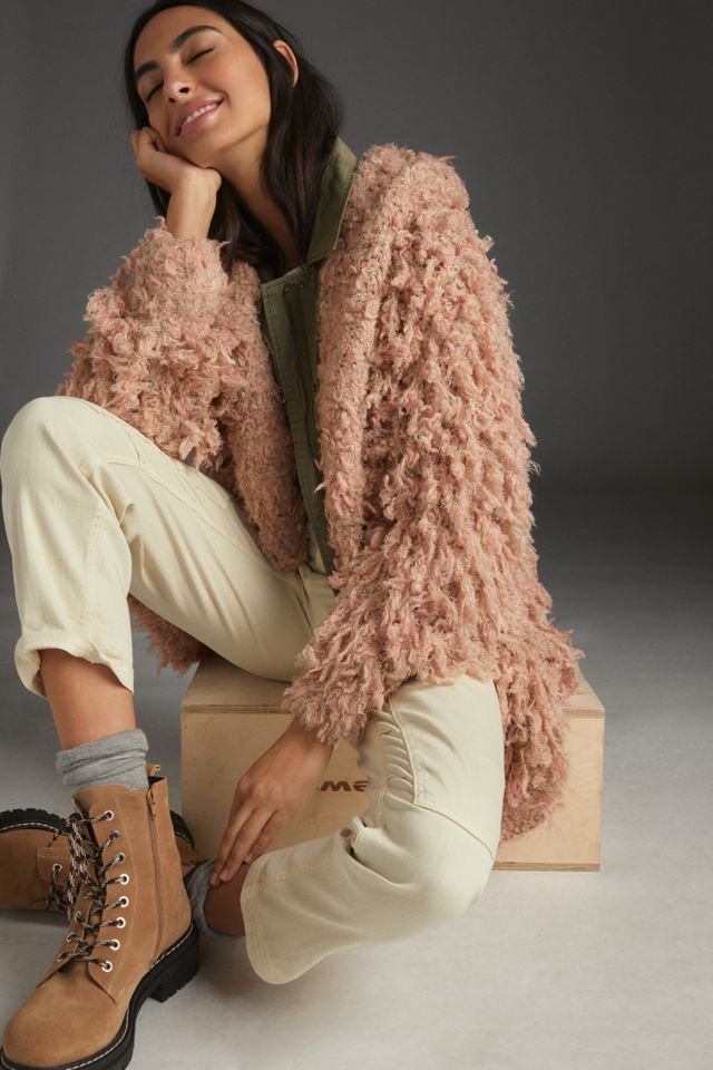 Pilcro Isla Looped Faux Fur Cardigan Anthropologie