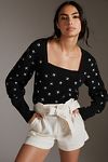 Anthropologie Maeve Elliana outlet Embroidered Mutton Sleeve Sweater, XS