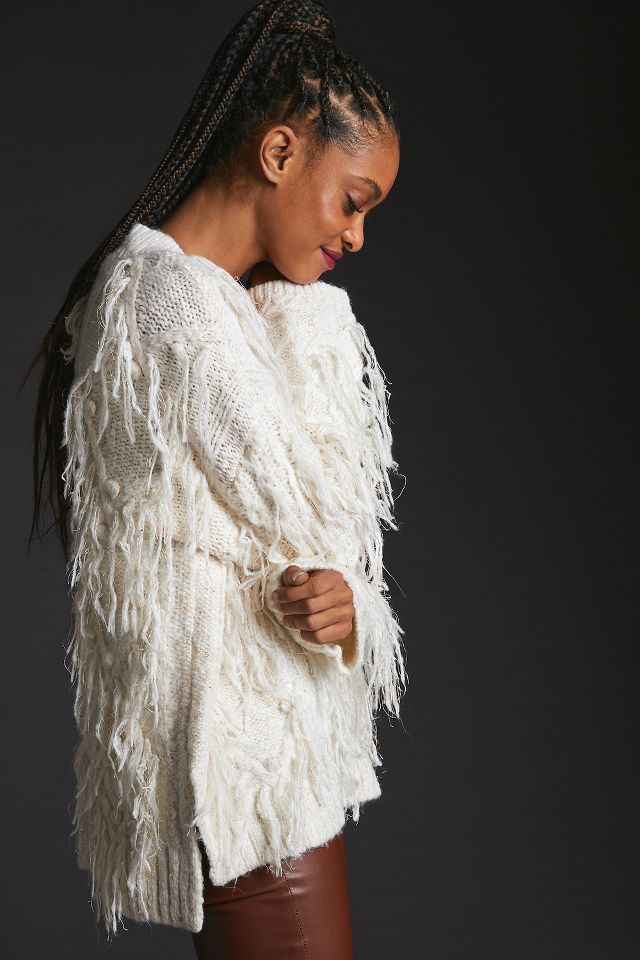 Fringe white outlet sweater