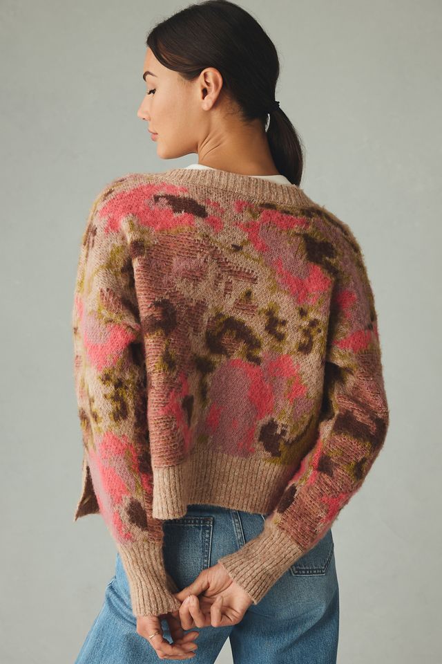By Anthropologie Textured Crewneck Cardigan Sweater #2