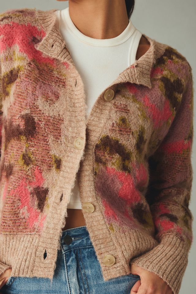 By Anthropologie Textured Crewneck Cardigan Sweater #4