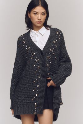 MAEVE EMBELLISHED CARDIGAN SWEATER 