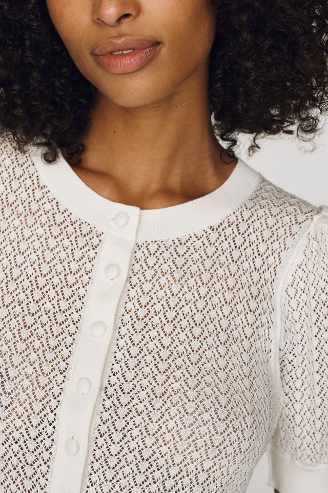 By Anthropologie Sheer Pointelle Cardigan #1
