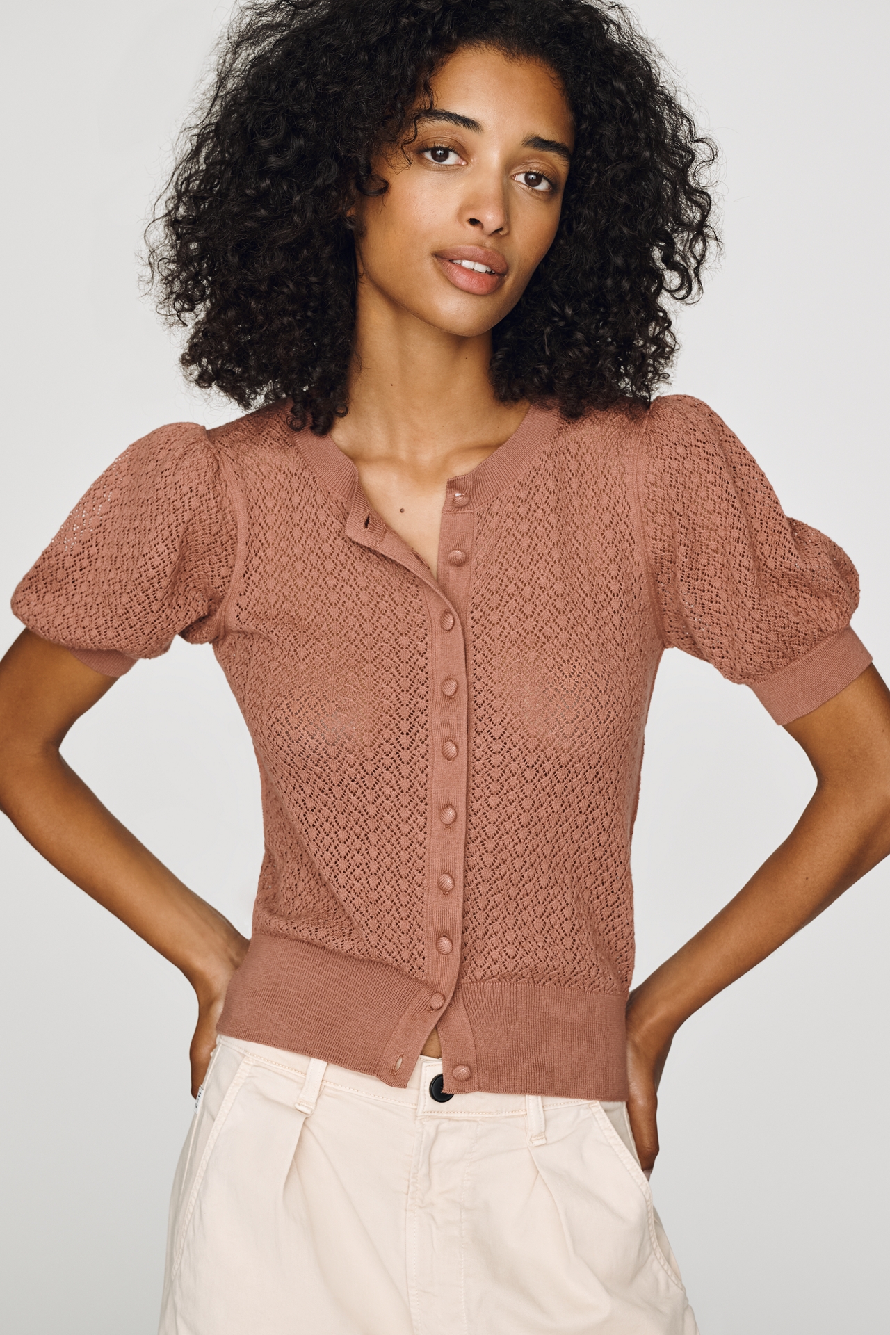 By Anthropologie Sheer Pointelle Cardigan
