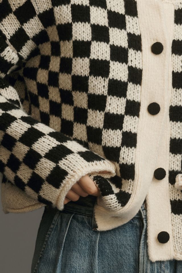 Desert Dreamer Checkerboard Cardigan Sweater #1