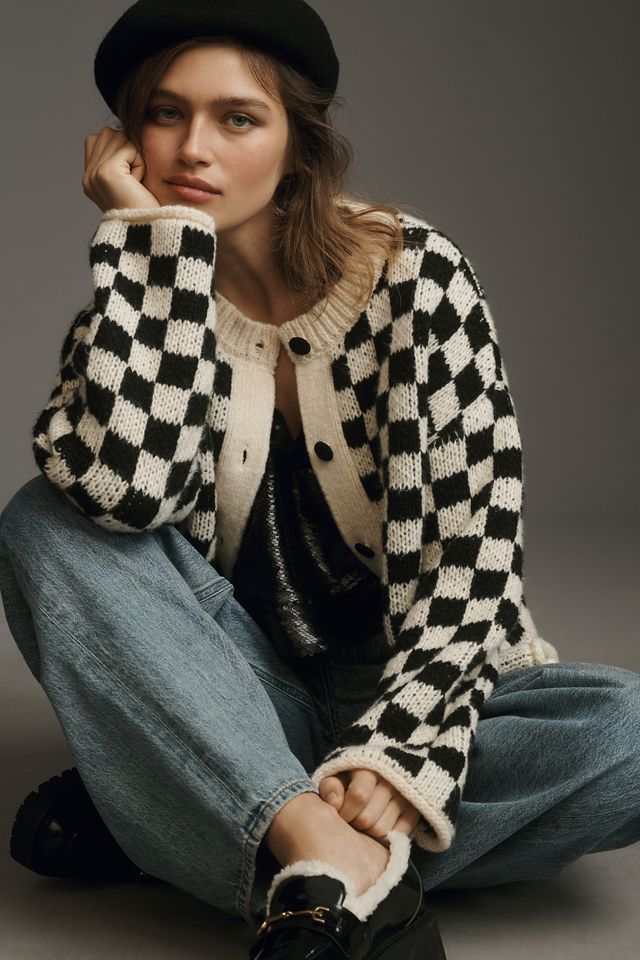 Desert Dreamer Checkerboard Cardigan Sweater #3