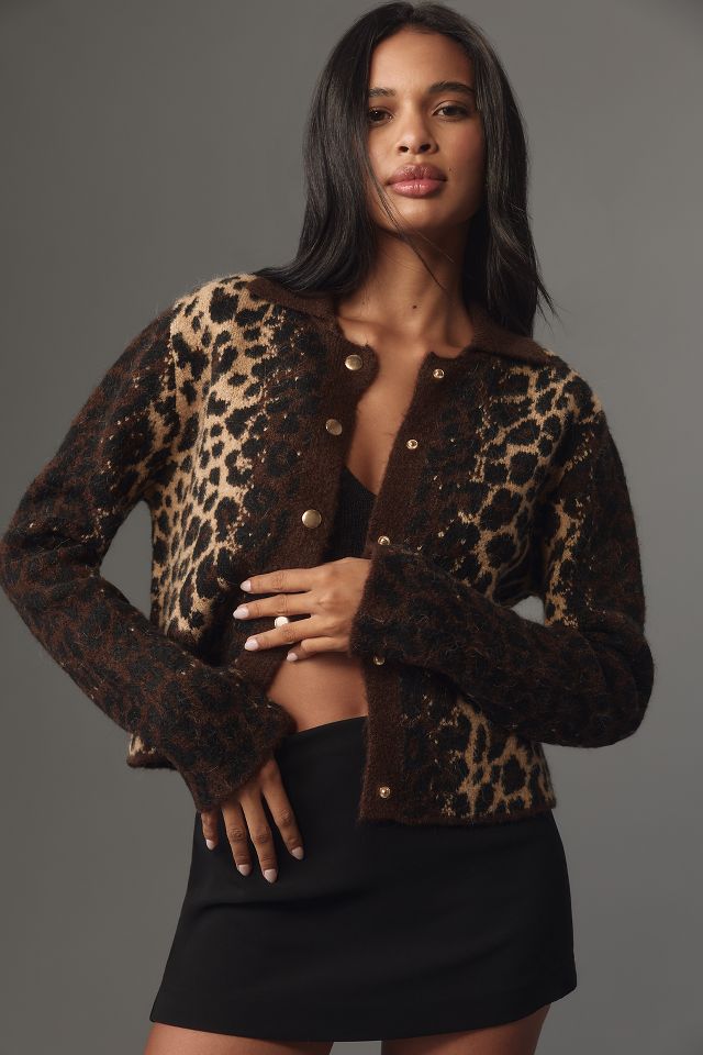 Cheetah cardigan sweater hotsell