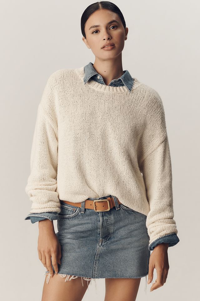 Pilcro Cotton Oversized Roll-Hem Pullover Sweater #1