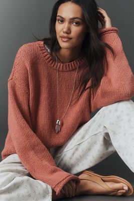 Pilcro Oversized Turtleneck Cable-Knit Sweater | Anthropologie