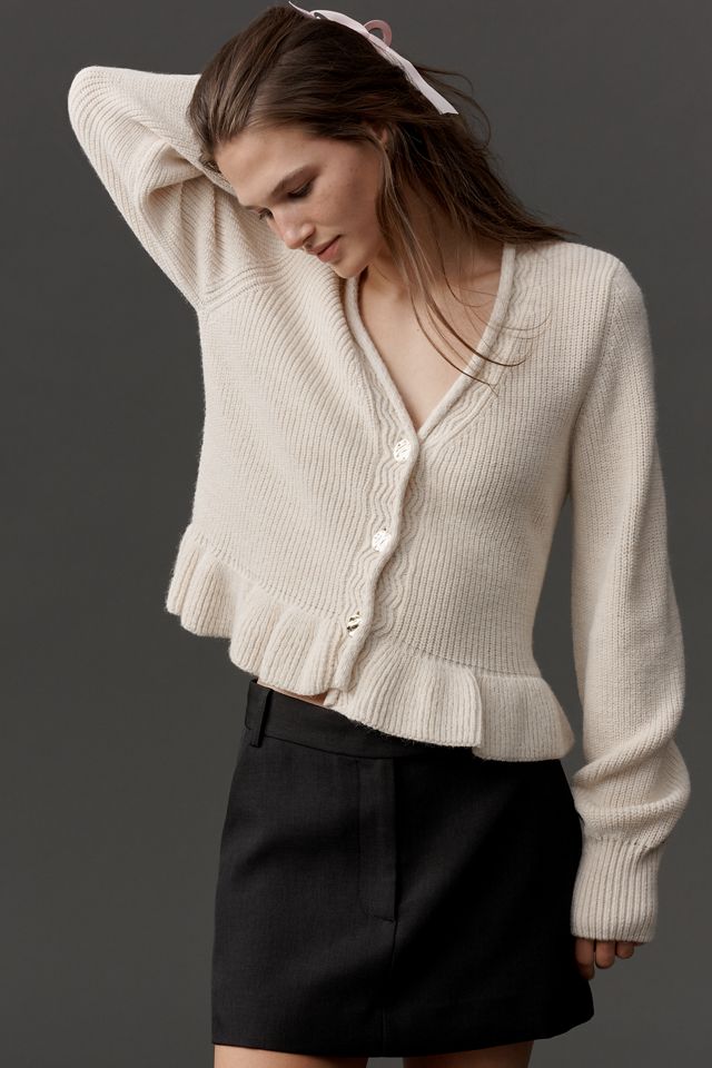 Maeve Ruffled Hem Cardigan Sweater #2