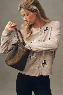 Maeve Icon Cardigan Sweater In Gray
