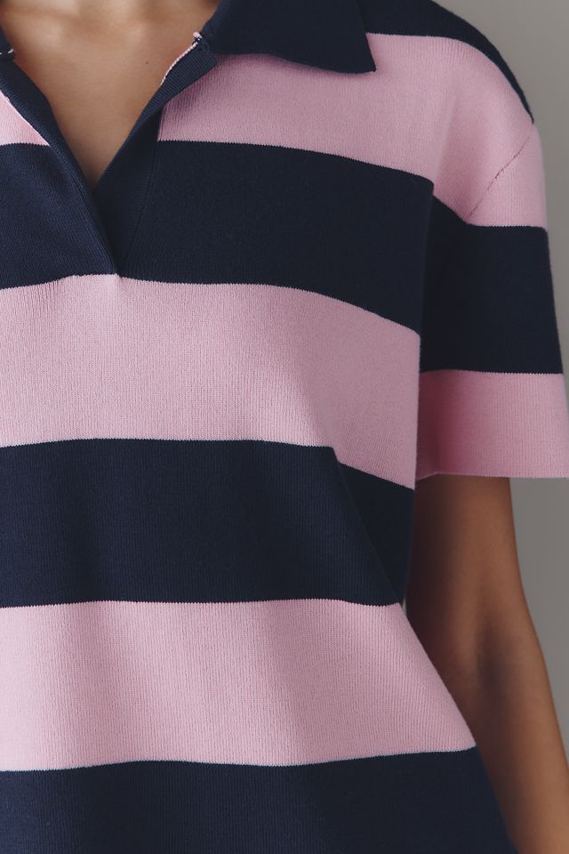 Maeve Boxy Short-Sleeve Rugby Polo Top #1