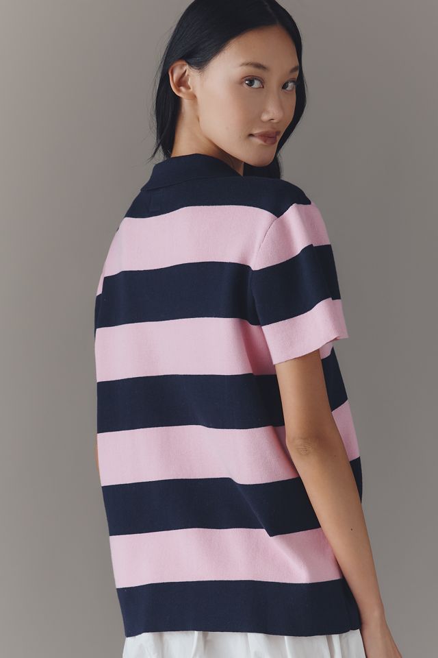 Maeve Boxy Short-Sleeve Rugby Polo Top #2