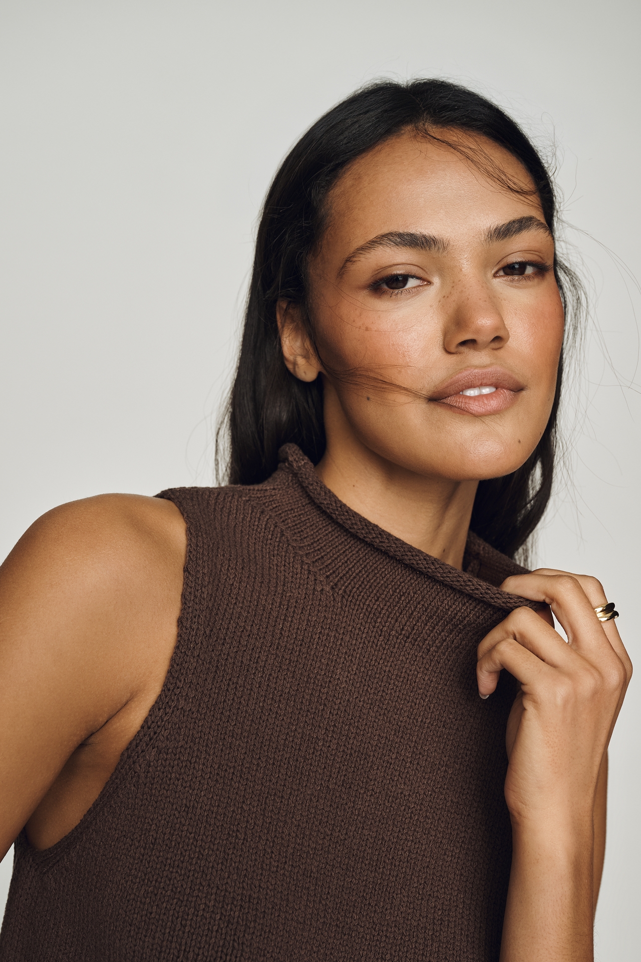 Pilcro Cotton Roll-Neck Sweater Tank