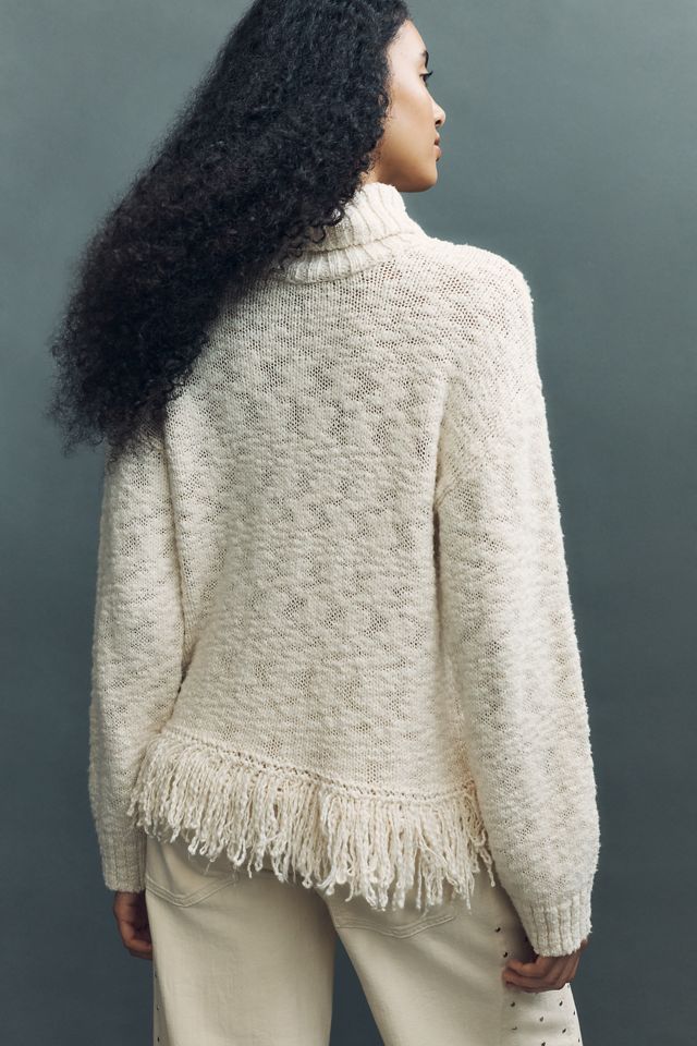 Pilcro 100% Cotton Fringed Turtleneck Sweater #1