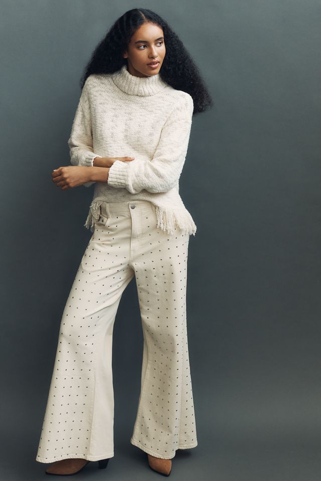 Pilcro 100% Cotton Fringed Turtleneck Sweater #2