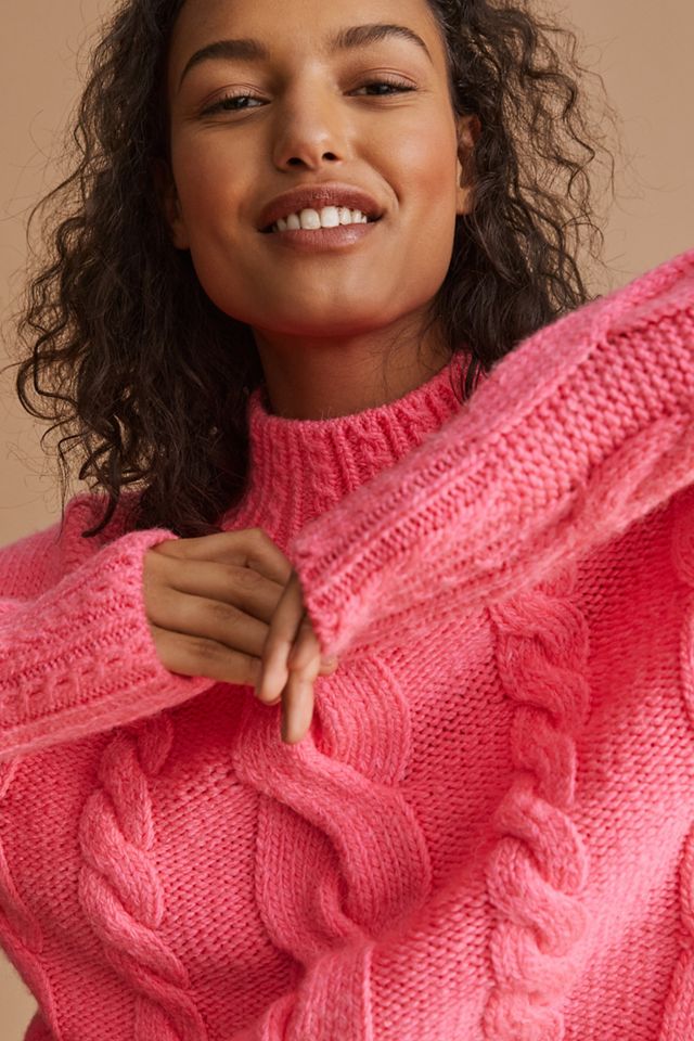 Mock Neck Cable-Knit Sweater | Anthropologie