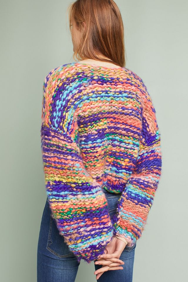 Anthropologie Frnch NWT OS outlet Rainbow Knit Cardigan Sweater Jacket One Size