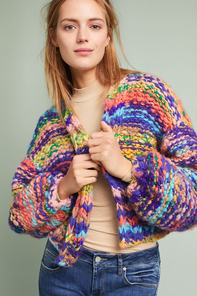 Rainbow Hand Knit Cardigan