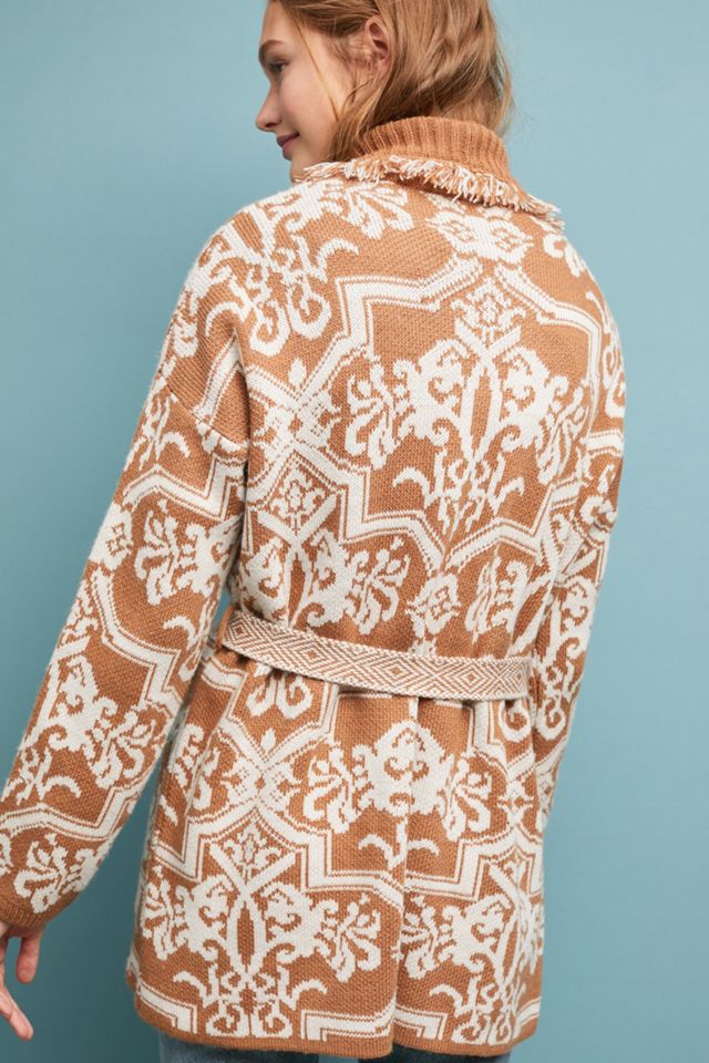 Fringed Intarsia Cardigan #1
