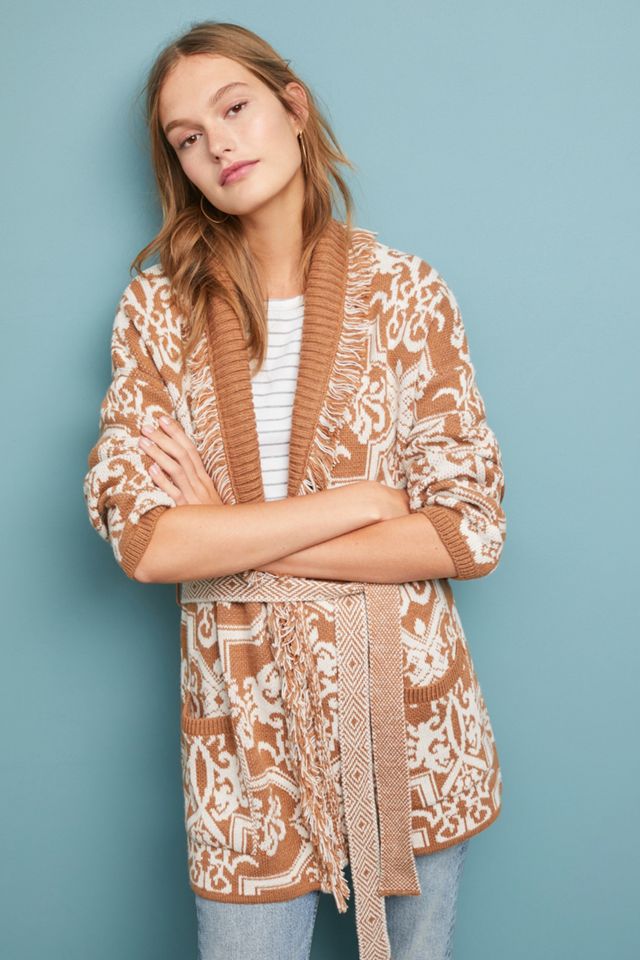 Fringed Intarsia Cardigan #2