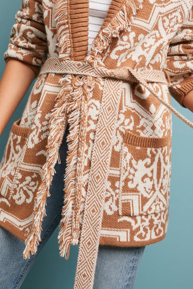 Fringed Intarsia Cardigan #3