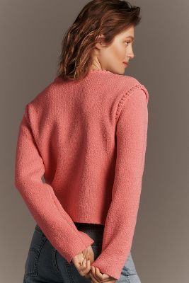 Endless Rose Braided Knit Sweater Jacket In Pink