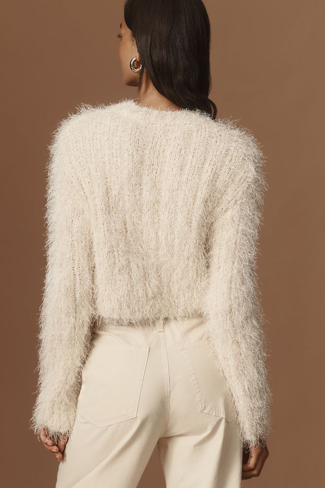 Endless Rose Long-Sleeve Feather-Knit Cropped Sweater #1