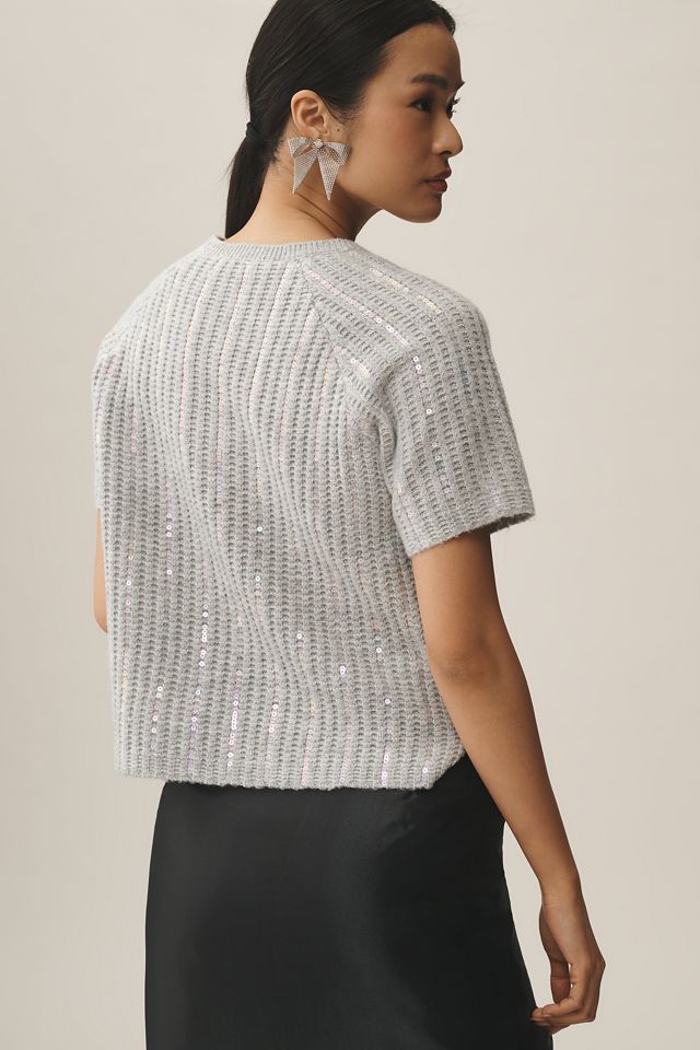 Endless Rose Short-Sleeve Sequins Sweater Top #2