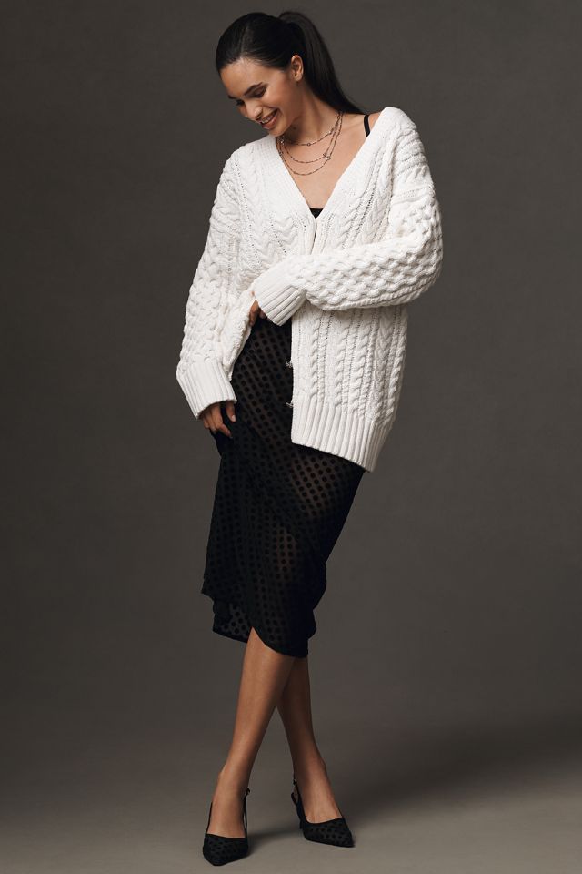 Endless Rose Oversized V-Neck Cable-Knit Cardigan Sweater #2