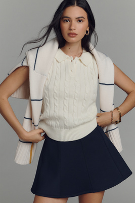 Endless Rose Collared Cable Sweater Vest In White