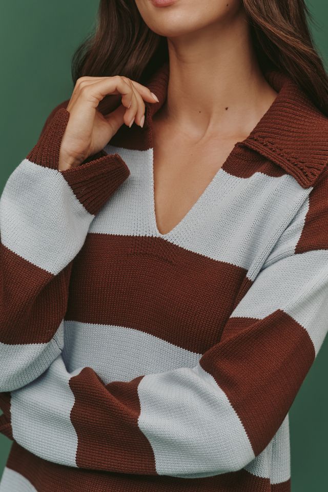 English Factory Stripe Polo Sweater #2