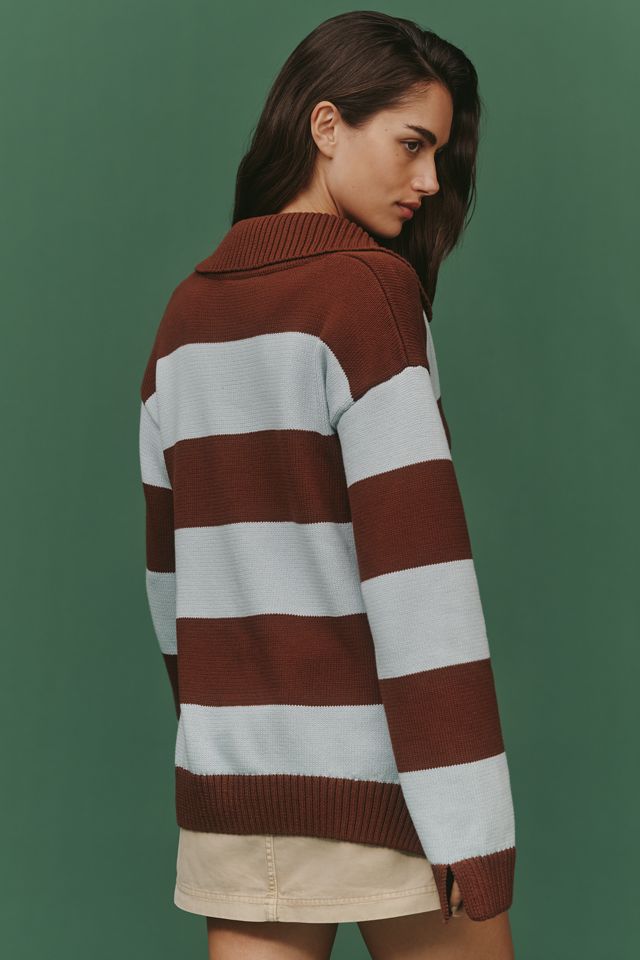 English Factory Stripe Polo Sweater #3