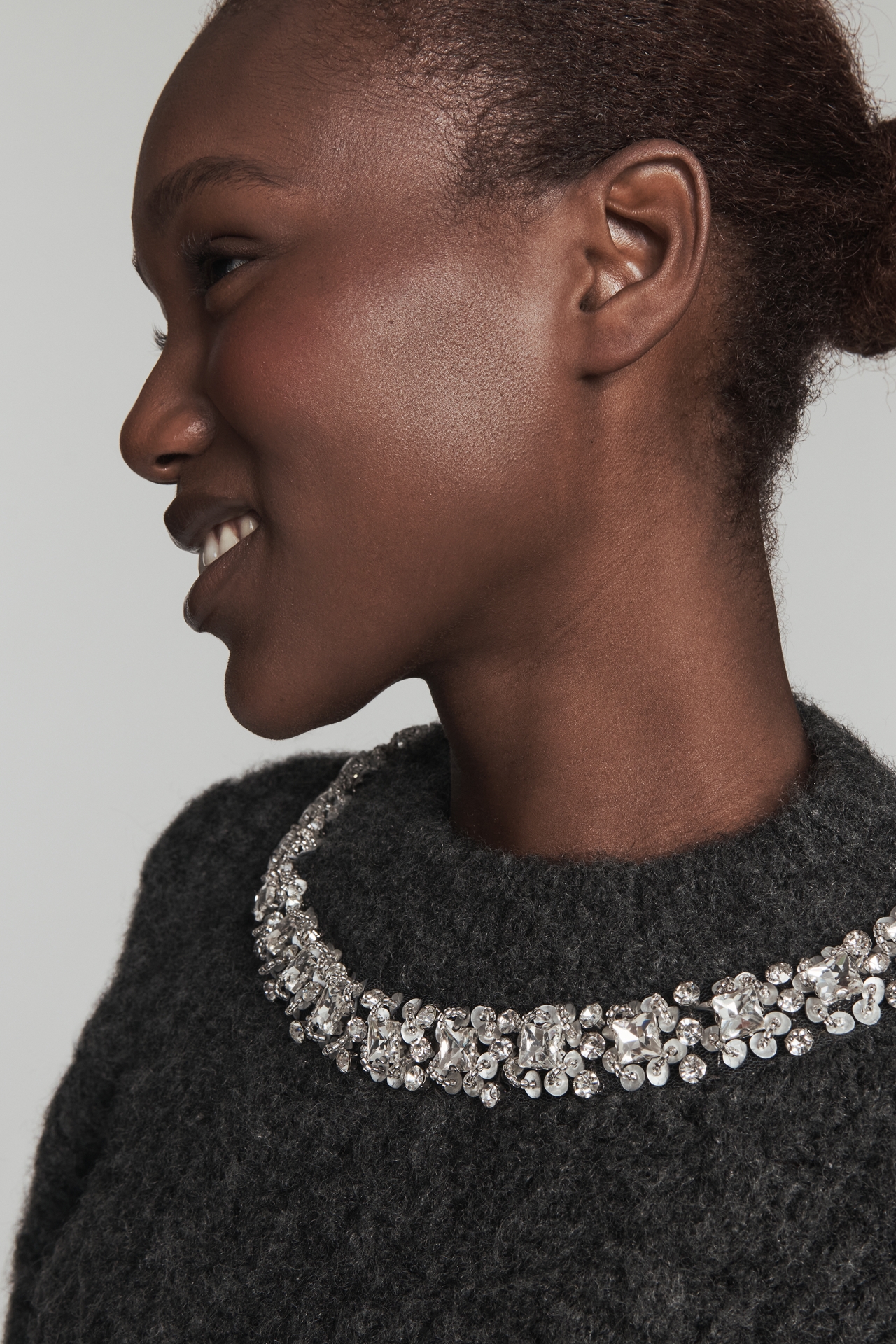 Endless Rose Jewel-Embellished Crew-Neck Sweater