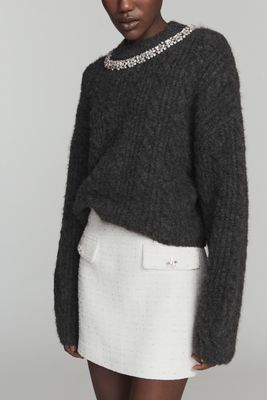Endless Rose Jewel-Embellished Crew-Neck Sweater