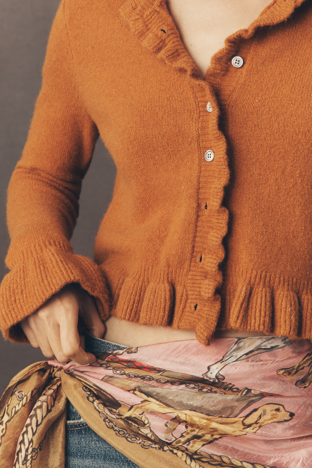 Endless Rose Ruffle-Trim Cardigan Sweater