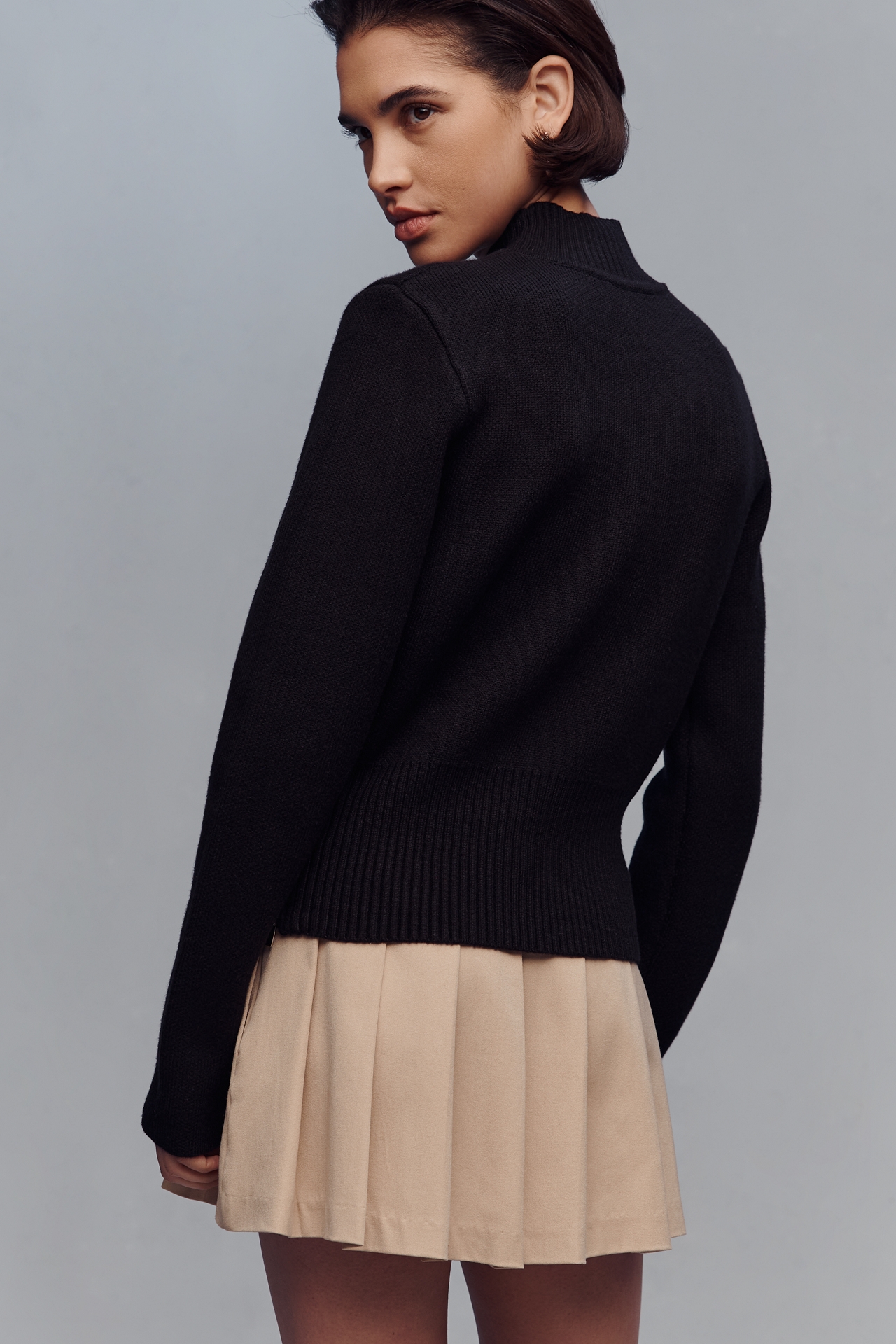 Endless Rose Mock-Neck Zipper Cardigan