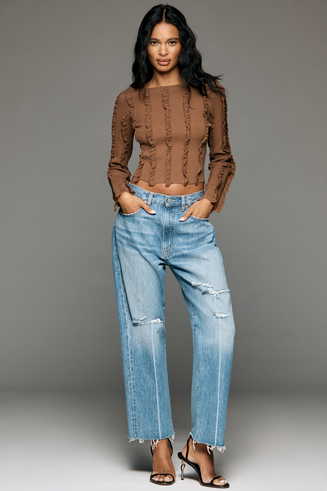 Endless Rose Ruffled Crew-Neck Sweater