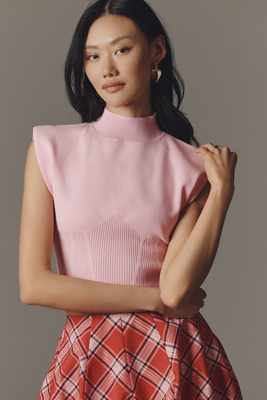 Endless Rose Mock-Neck Knit Muscle Tee | Anthropologie