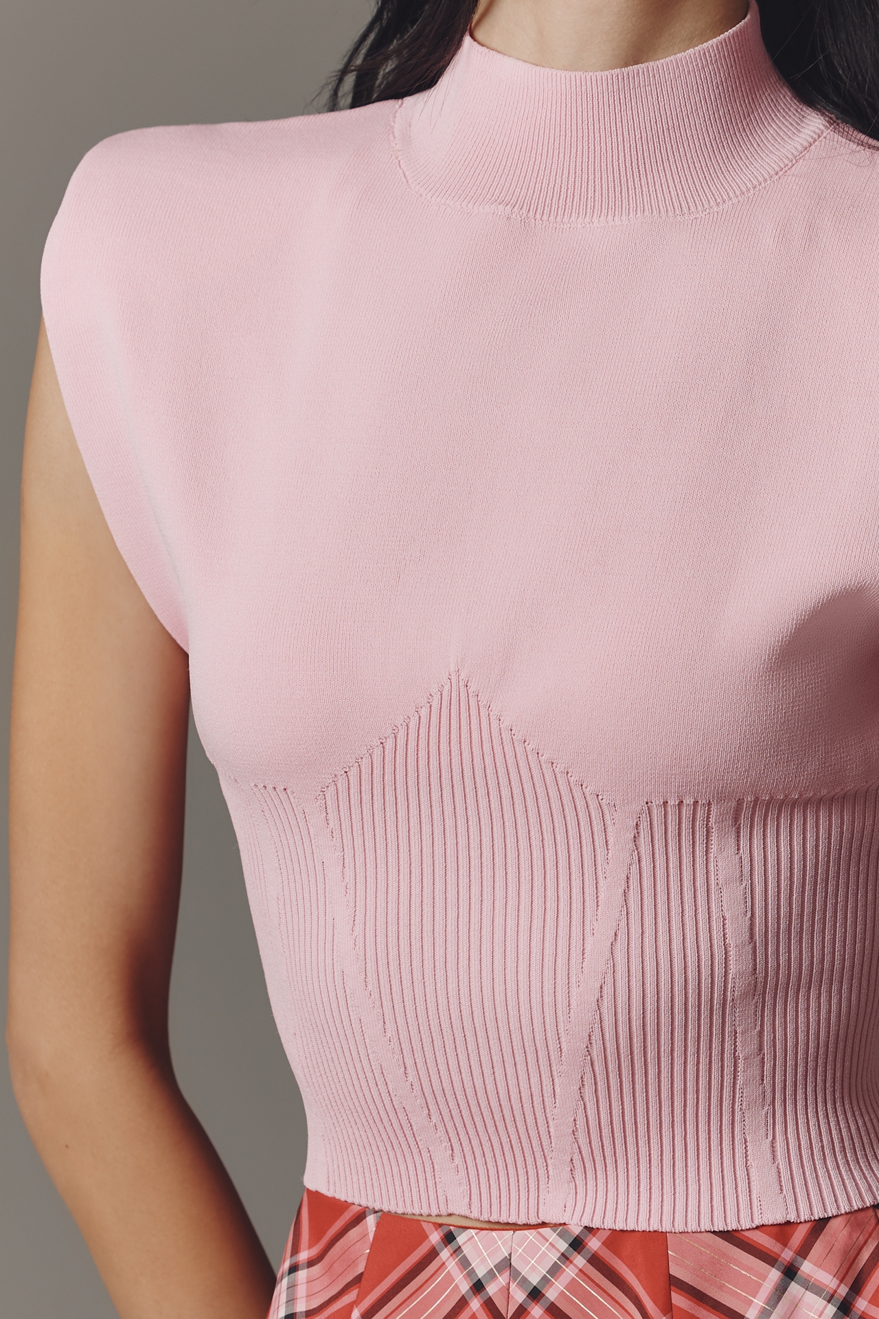 Endless Rose Mock-Neck Knit Muscle Tee