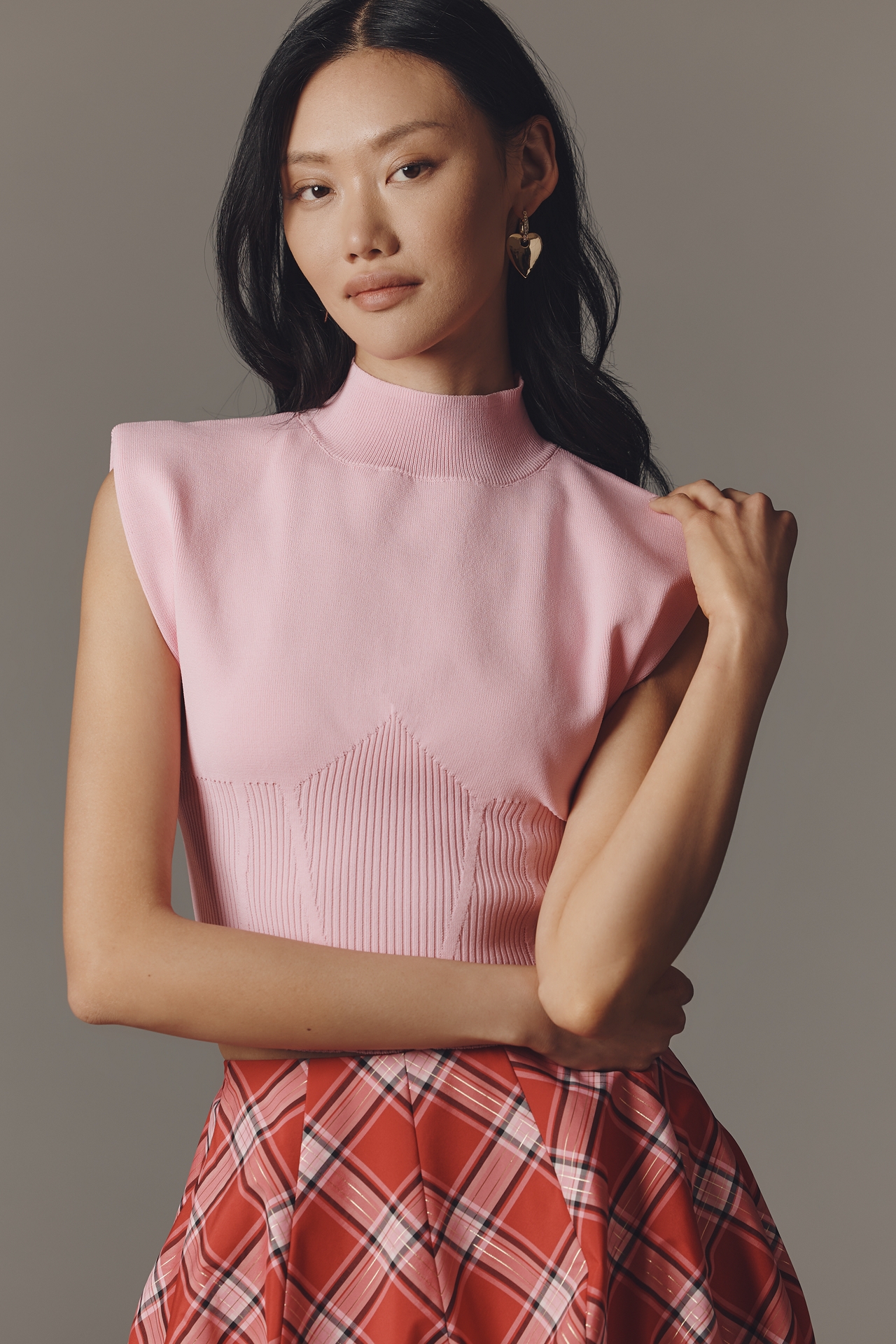 Endless Rose Mock-Neck Knit Muscle Tee